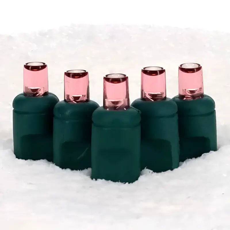 50 5mm Pink LED Christmas Lights 4’’ Spacing - Christmas Lights
