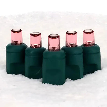 50 5mm Pink LED Christmas Lights 4’’ Spacing - Christmas Lights