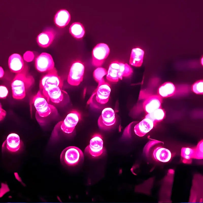 50 5mm Pink LED Christmas Lights 4’’ Spacing - Christmas Lights