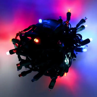 Red, Cool White & Blue SuperSpark 5mm LED strobe Christmas lights