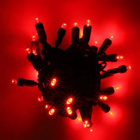 50 5mm Red QuadSpark® LED Strobe Christmas Lights, 6" Spacing, Green Wire