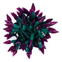 50 C6 Purple LED Christmas Lights, 4" Spacing, Green Wire [CLOSEOUT]