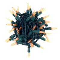 50 M5 Orange LED Christmas Lights, 4" Spacing, Green Wire