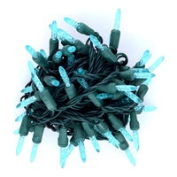 50 M5 Teal LED Christmas Lights, 4" Spacing, Green Wire