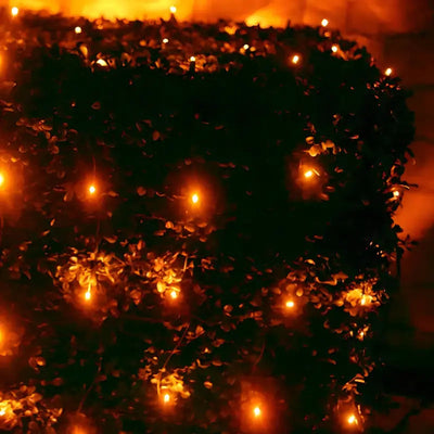 Orange 4 by 6 foot LED Christmas net lights