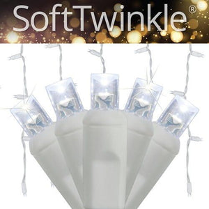 5mm Cool White SofTwinkle LED Icicle Lights, 70 Bulbs, 7.5ft Long, White Wire Christmas Lights Wintergreen Corporation