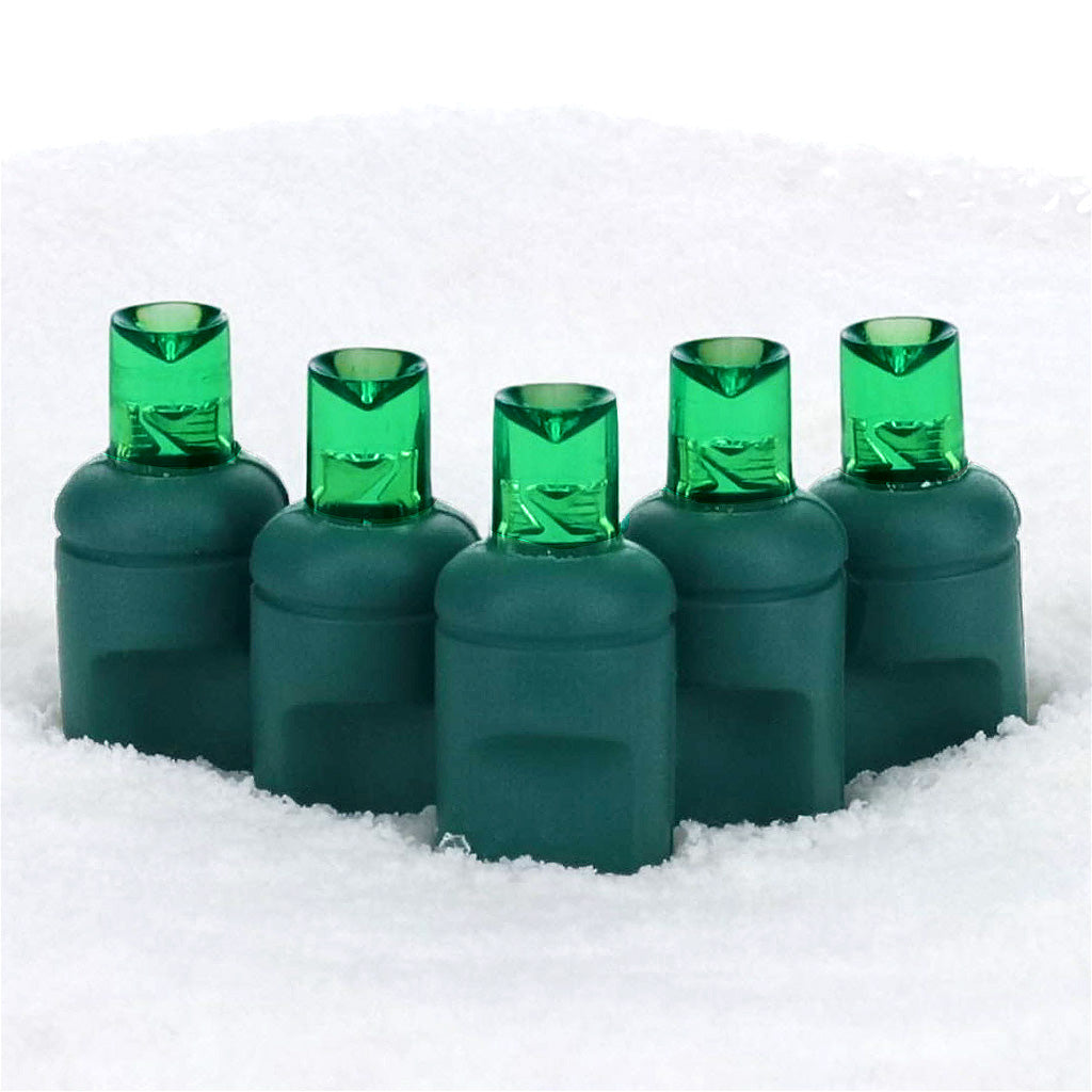 5mm Green LED Christmas Lights 100 Bulbs 4’’ Spacing - Christmas Lights