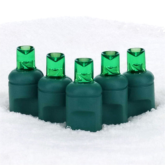 5mm Green LED Christmas Lights 100 Bulbs 4’’ Spacing - Christmas Lights