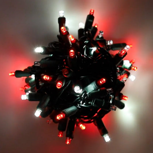 5mm LED Smooth Fade Lights DreamSpark Red Cool White 70 Bulbs 4’’ Spacing - Christmas Lights