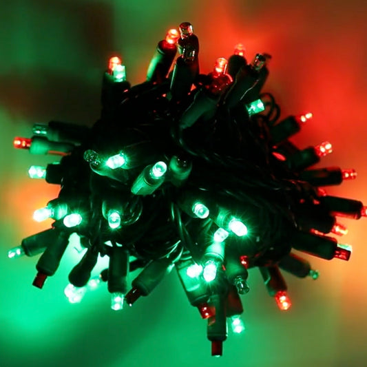 5mm LED Smooth Fade Lights DreamSpark Red Green 70 Bulbs 4’’ Spacing - Christmas Lights