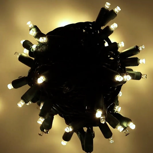 5mm LED Smooth Fade Lights DreamSpark Warm White 70 Bulbs 4’’ Spacing - Christmas Lights