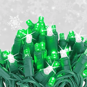 5mm LED Strobe Lights, Dazzle, Green/cool white, Strobing/Static, 50 Bulbs, 6" Spacing Christmas Lights Dazzle
