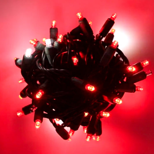5mm LED Strobe Lights Dazzle Red/cool white Strobing/Static 50 Bulbs 6’’ Spacing - Christmas Lights