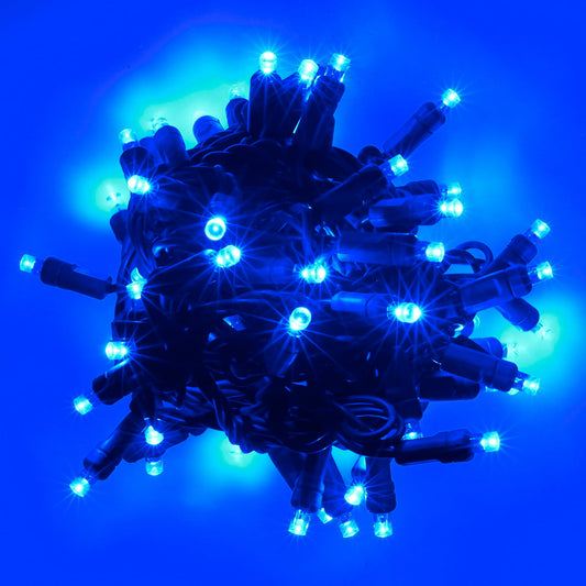 5mm LED Strobe Lights QuadSpark Blue Strobe Lights Strobing/Static 50 Bulbs 6’’ Spacing - Christmas Lights