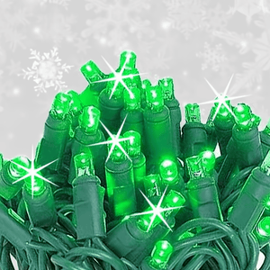 5mm LED Strobe Lights, QuadSpark, Green Strobe Lights, Strobing/Static, 50 Bulbs, 6" Spacing Christmas Lights QuadSpark