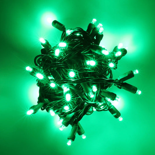 5mm LED Strobe Lights QuadSpark Green Strobe Lights Strobing/Static 50 Bulbs 6’’ Spacing - Christmas Lights