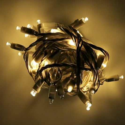 5mm LED Strobe Lights QuadSpark Warm White Strobe Lights Strobing/Static 50 Bulbs 6’’ Spacing White Wire - Christmas