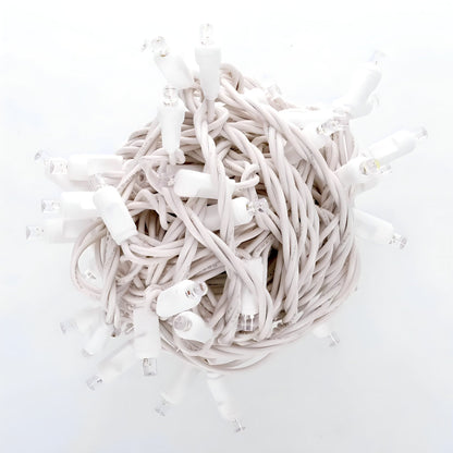 5mm LED Strobe Lights SuperSpark Cool White Strobe Light String 50 Bulbs 6’’ Spacing White Wire - Christmas Lights