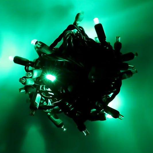 5mm LED Strobe Lights SuperSpark Green Strobe Light String 50 Bulbs 6’’ Spacing - Christmas Lights