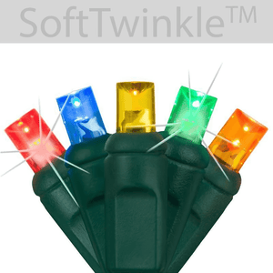 5mm Multicolor Soft Twinkle Slow Fading LED Christmas Lights, 50 Bulbs, 4" Spacing Christmas Lights Wintergreen Corporation