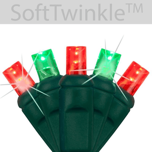 5mm Red/Green Soft Twinkle Slow Fading LED Christmas Lights, 50 Bulbs, 4" Spacing Christmas Lights Wintergreen Corporation