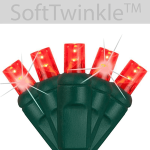 5mm Red Soft Twinkle Slow Fading LED Christmas Lights, 50 Bulbs, 4" Spacing Christmas Lights Wintergreen Corporation