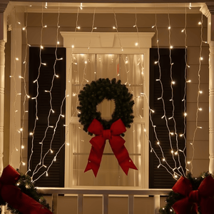 5mm Warm White LED Light Curtain, 150 Bulbs, White Wire Christmas Lights Wintergreen Corporation