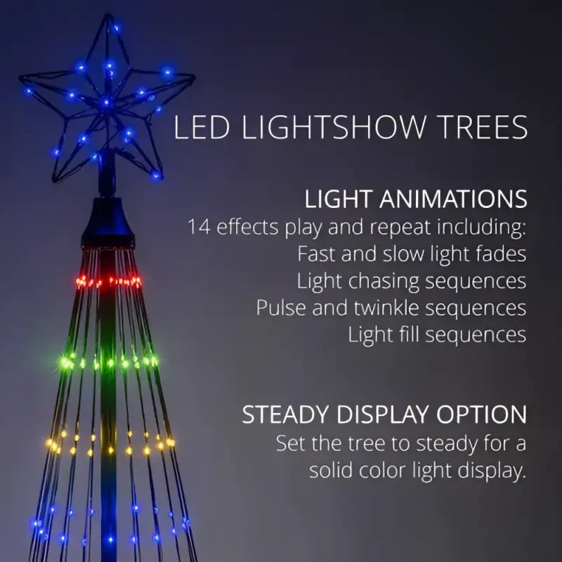 6’ Multicolor LED Animated Outdoor Lightshow Tree Black Frame - Christmas Lights
