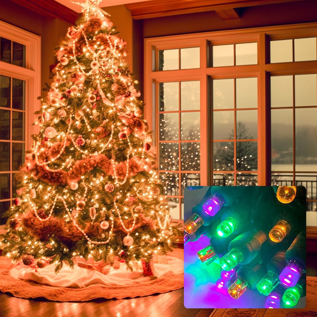 7' Christmas Tree Light String Bundle, 5mm LED, ColorSplash Mardi Gras -  The Christmas Light Emporium