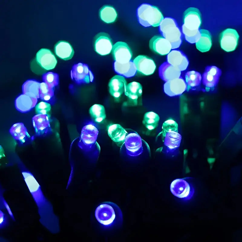 70 5mm Blue Green LED Christmas Lights 4’’ Spacing - Christmas Lights