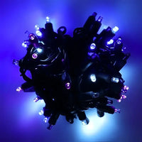 70 5mm ColorSplash Stardust - Teal, Blue, and Purple DreamSpark® Slow Fade LED Christmas Lights, 4" Spacing, Green Wire