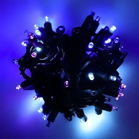 70 5mm ColorCraft Stardust - Teal Blue and Purple DreamSpark® Slow Fade LED Christmas Lights 4’’ Spacing Green Wire