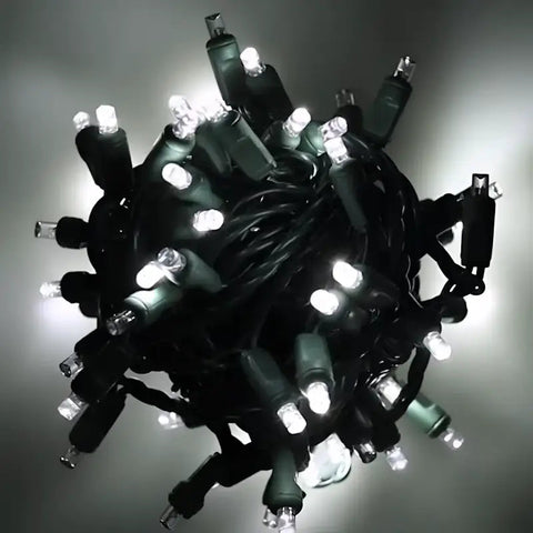 70 5mm Cool White DreamSpark® Slow Fade LED Christmas Lights 4’’ Spacing Green Wire - Christmas Lights