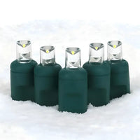 70 5mm Cool White Twinkle LED Christmas Lights, 4" Spacing, Green Wire