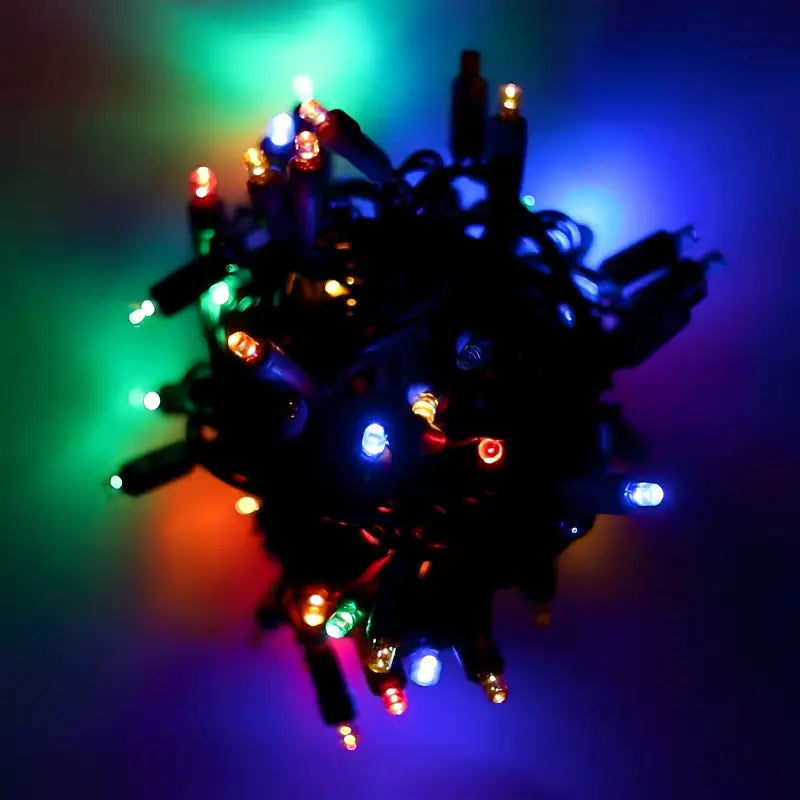 70 5mm Multicolor DreamSpark® Slow Fade LED Christmas Lights 4’’ Spacing Green Wire - Christmas Lights