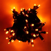 70 5mm Orange DreamSpark® Slow Fade LED Christmas Lights, 4" Spacing, Green Wire