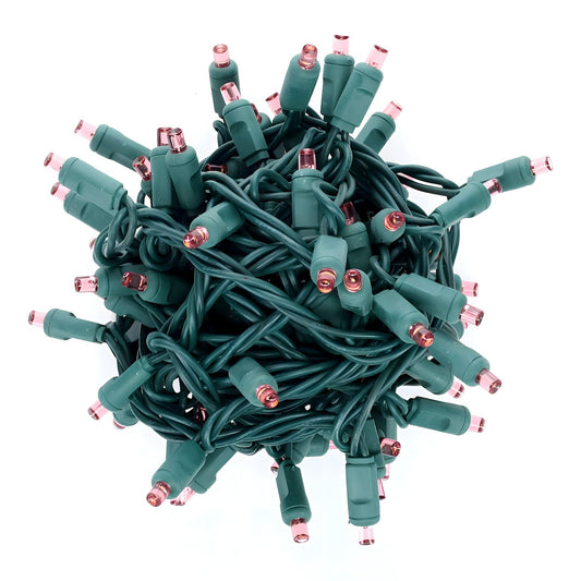 70 5mm Pink LED Christmas Lights 4’’ Spacing - Christmas Lights
