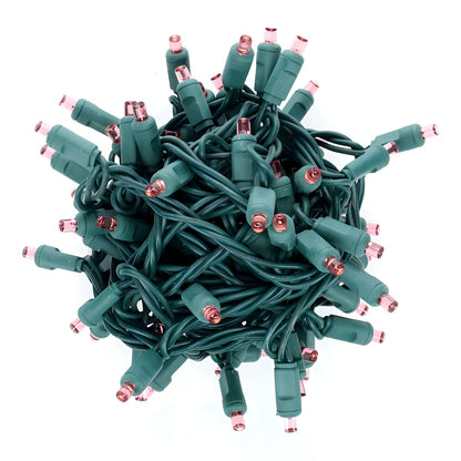 70 5mm Pink LED Christmas Lights 4’’ Spacing - Christmas Lights