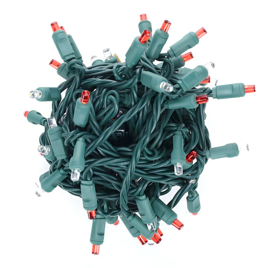 70 5mm Red and Cool White LED Christmas Lights 4’’ Spacing - Christmas Lights