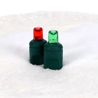 70 5mm Red and Green LED Christmas Lights, 4" Spacing, Green Wire