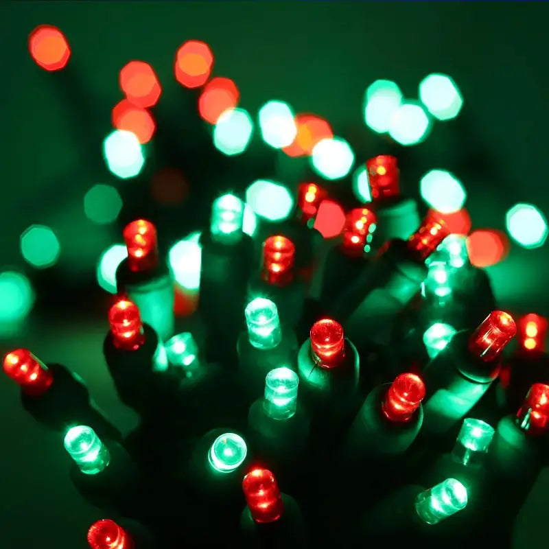 70 5mm Red Green LED Christmas Lights 4’’ Spacing - Christmas Lights