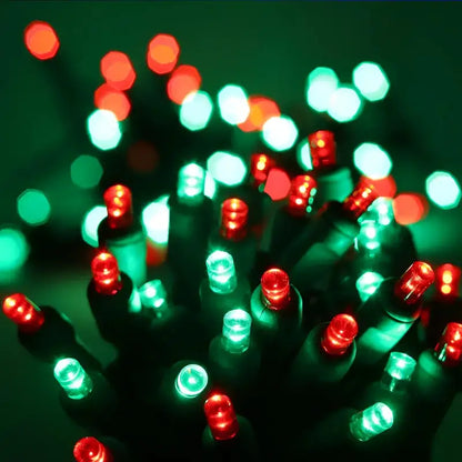 70 5mm Red Green LED Christmas Lights 4’’ Spacing - Christmas Lights