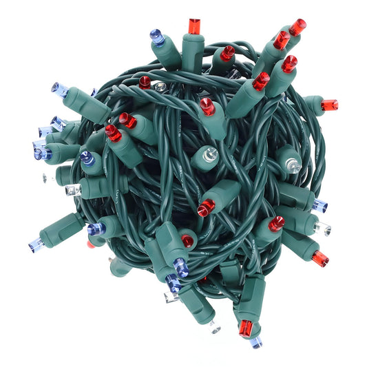 70 5mm Red White and Blue LED Christmas Lights 4’’ Spacing - Christmas Lights