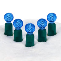 70 G12 Blue LED Christmas Lights, 4" Spacing, Green Wire