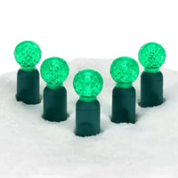 70 G12 Green LED Christmas Lights, 4" Spacing, Green Wire