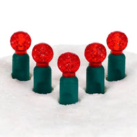 70 G12 Red LED Christmas Lights, 4" Spacing, Green Wire