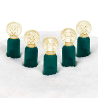 70 G12 Warm White LED Christmas Lights, 4" Spacing, Green Wire