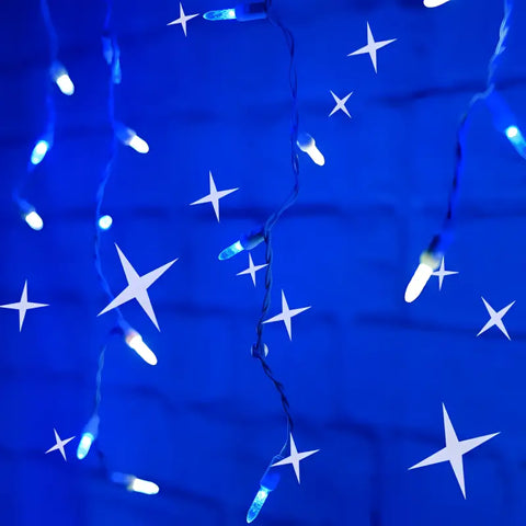 70 M5 Blue Cool White DreamSpark® Slow Fade LED Icicle Lights White Wire [CLOSEOUT] - Christmas Lights