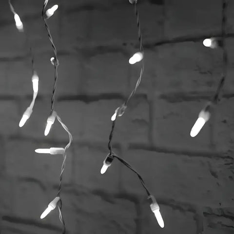 70 M5 Cool White LED Icicle Lights White Wire - Christmas Lights