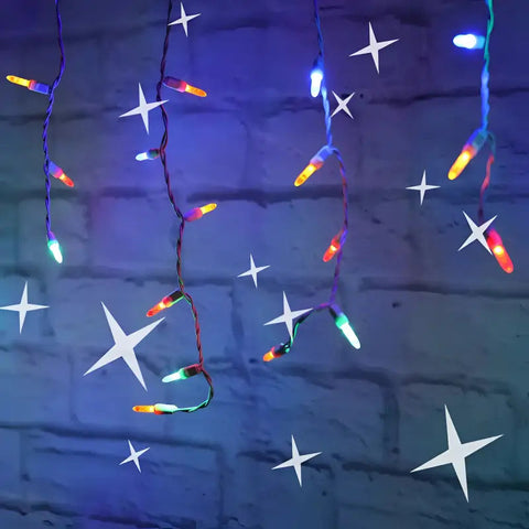 70 M5 Multicolor DreamSpark® Slow Fade LED Icicle Lights White Wire - Christmas Lights